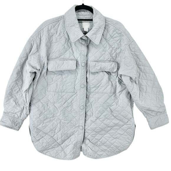 H&M oversized quilted Shacket shirt jacket in gray women’s size medium - Picture 1 of 10